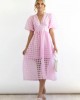 ??Time-limited promotion 49% OFF?? Beauty Square Patterned Fabric Puff Sleeve Midi Dress