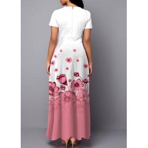 Pink Ombre Floral Print Cutout Front Dress