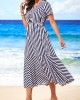 Single Breasted Stripe Print Color Block Dress