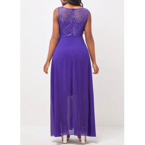 Chiffon Cutout Lace Patchwork Lavender Dress