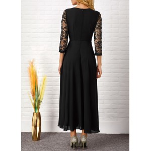 3/4 Sleeve Lace Patchwork Round Neck Dress