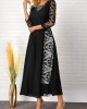 3/4 Sleeve Lace Patchwork Round Neck Dress