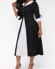 Faux Two Piece Polka Dot Black Dress