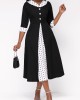 Faux Two Piece Polka Dot Black Dress