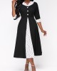 Faux Two Piece Polka Dot Black Dress