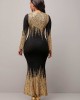 Gold Hot Stamping Round Neck Dress