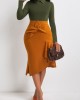 Blackish Green Contrast Bowknot Side Slit Dress