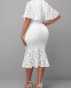 White Shawl and Sleeveless Lace Patchwork Dress