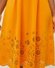 Floral Design Double Side Pockets Orange V Neck Dress