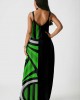 Spaghetti Strap Geometric Print Side Pocket Maxi Dress