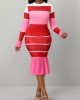 Peach Red Long Sleeve Top and Bodycon Skirt