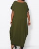 Round Neck Short Sleeve Green Maxi Dress