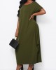 Round Neck Short Sleeve Green Maxi Dress