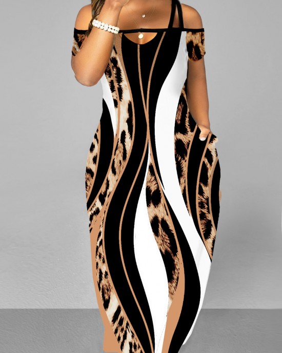 Pocket Leopard Sleeveless Maxi Dress