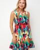 Printed Round Neck A Line Dress