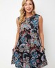 Printed Round Neck A Line Dress