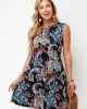 Printed Round Neck A Line Dress