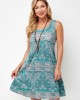 Printed Round Neck A Line Dress