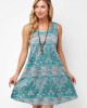 Printed Round Neck A Line Dress