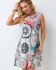 Printed Round Neck A Line Dress