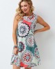 Printed Round Neck A Line Dress