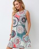 Printed Round Neck A Line Dress