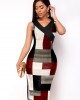 V Neck Geometric Print Sleeveless Dress