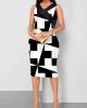 V Neck Geometric Print Sleeveless Dress