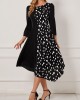 Black Polka Dot Asymmetric Hem Dress