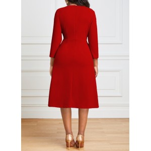 Square Neck Three Quarter Length Sleeve Dress