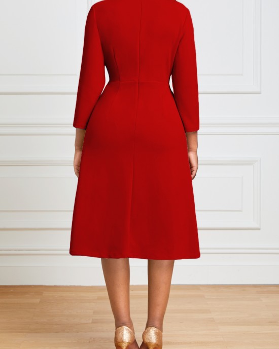 Square Neck Three Quarter Length Sleeve Dress