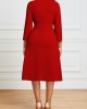 Square Neck Three Quarter Length Sleeve Dress