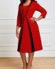 Square Neck Three Quarter Length Sleeve Dress