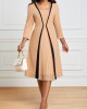 Square Neck Three Quarter Length Sleeve Dress