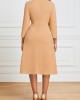 Square Neck Three Quarter Length Sleeve Dress