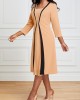 Square Neck Three Quarter Length Sleeve Dress