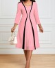 Square Neck Three Quarter Length Sleeve Dress