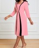 Square Neck Three Quarter Length Sleeve Dress