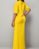 Tribal Print Front Slit Yellow Maxi Dress