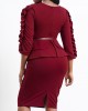 Red Stringy Selvedge Belted Wine Dress