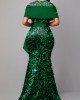 Floral Print Hot Stamping Green Maxi Dress