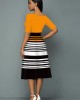 Contrast Striped Round Neck A Line Dress