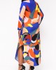 Geometric Print Button Up Long Sleeve Maxi Dress