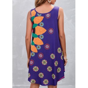 Floral Print Spaghetti Strap Purple Dress