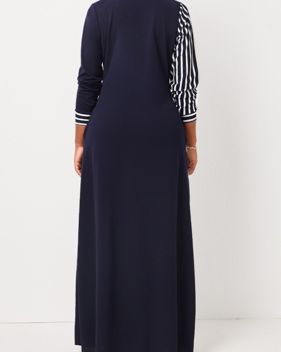 Striped Pocket H Shape Maxi Dress