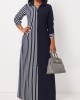 Striped Pocket H Shape Maxi Dress