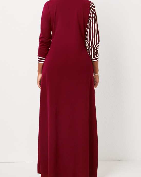 Striped Pocket H Shape Maxi Dress