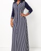 Striped Pocket H Shape Maxi Dress