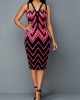 Rose Pink Geometric Print Double Straps Dress