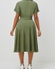 Notch Collar Short Sleeve Army Green Dress